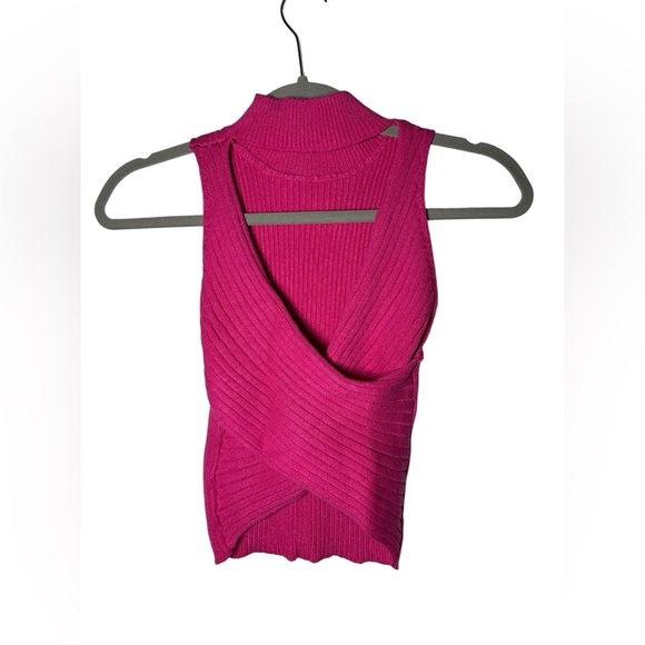 Lulus Women’s Pink Ribbed Sleeveless Mock Neck Top Small – Knit Tank - Picture 2 of 6